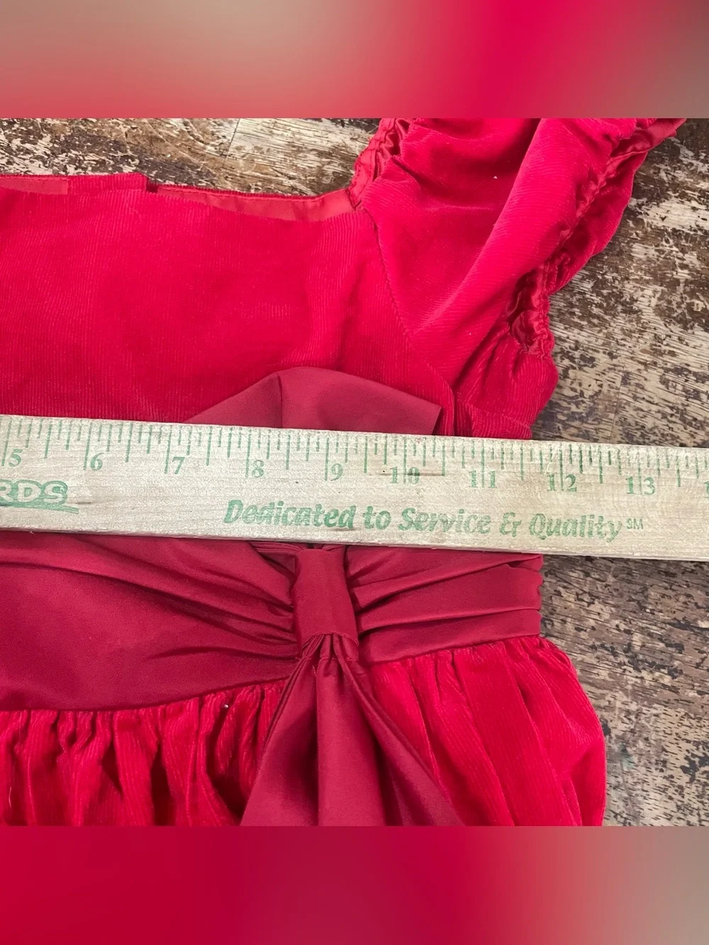 Ralph Lauren Girls Red Velvet Dress Size 6 Holiday Party Bow Cap Sleeve Cotton